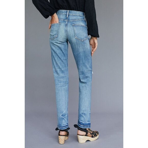 NWT Anthropologie The Selvedge Vintage Straight Jeans 27P $298 Blue Petite - Picture 3 of 9